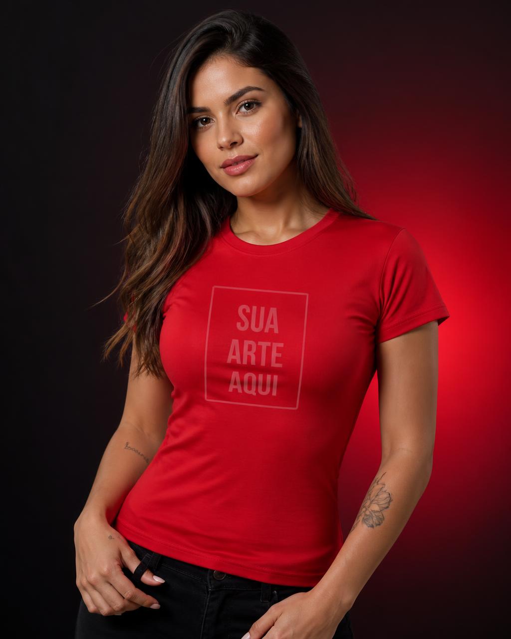 Camiseta de Poliéster Manga Curta - modelo feminino