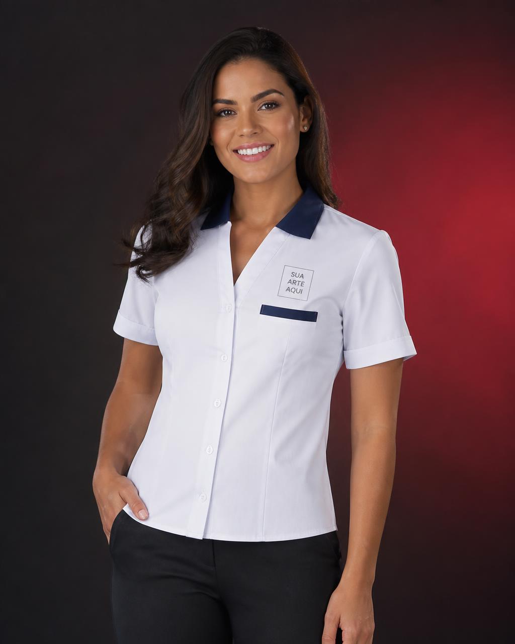 Camisa Social Manga Curta - modelo feminino